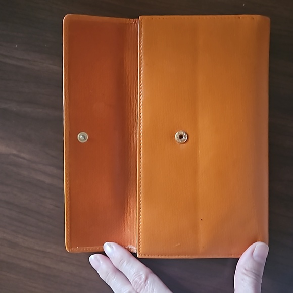 CHANEL COCO Mark Orange Leather Bifold Long Wallet with the STICKER and box - Picture 6 of 16